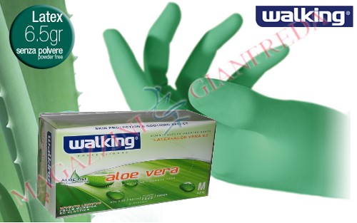 GUANTI MONOUSO IN LATTICE "ALOE VERA 6.2 WALKING", TAGLIA M, 100 PZ